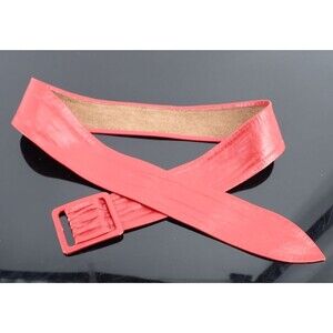 Astor Cherry Red Wide Leather Belt for Dress Sweater Coat 34" length 2" wide Vtg